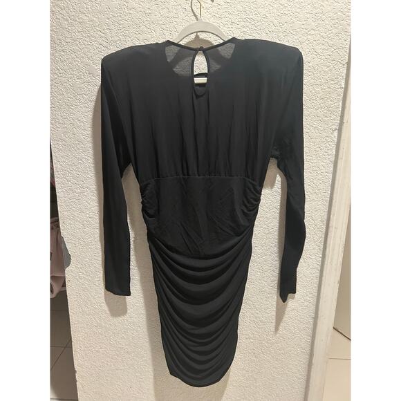 H&M Magda Butrym Rose-Appliquéd Black Dress With Shoulder Pads LARGE NWT - Picture 3 of 7